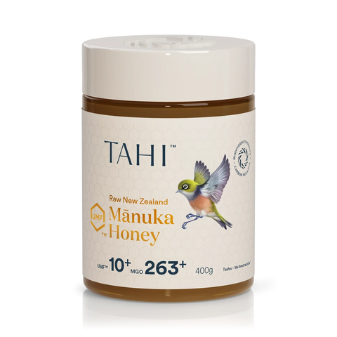 high quality tahi manuka honey from new zealand certified umf 10+ mgo 263+ for daily wellness and immune support, 400gr. 14.1oz