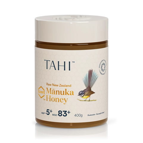 delicious high quality tahi manuka honey from new zealand certified umf 5+ mgo 83+ for daily wellness and vitality, immune support 400gr. 14.1oz